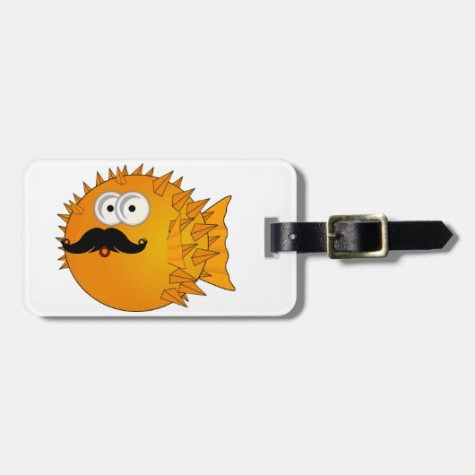 髭のパッファーの魚 ラゲッジタグ (正面横)