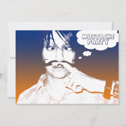 髭のパーティー: 喜劇的なstaches 招待状 (正面)