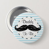 髭のベビーシャワーがある青い縞のお父さん 缶バッジ (正面&裏面)