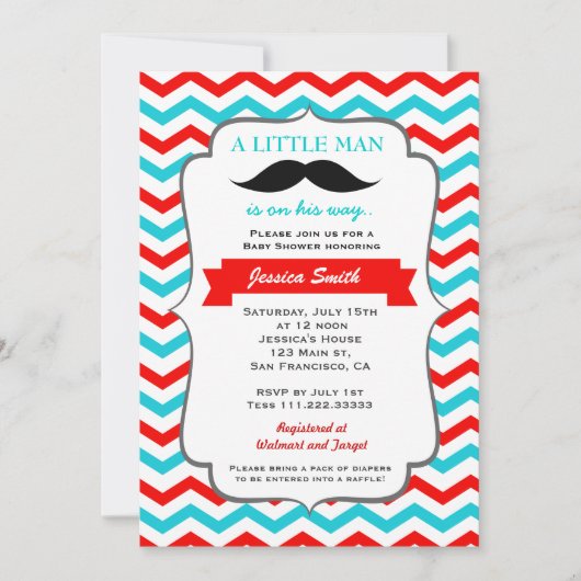 髭のベビーシャワーの招待状 招待状 (正面)