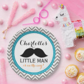 髭のベビーシャワーの紙皿、小さい人の青 ペーパープレート (パーティー)