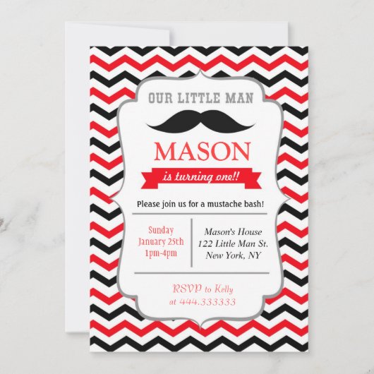 髭の小さい人のバースデーパーティ招待状 招待状 (正面)