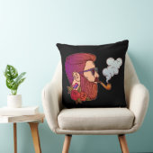 髭の男の赤いハートタトゥーパイプサングラス クッション (椅子)