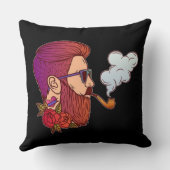 髭の男の赤いハートタトゥーパイプサングラス クッション (裏面)