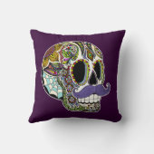 髭の砂糖のスカルの枕-カスタマイズ可能な色 クッション (裏面)