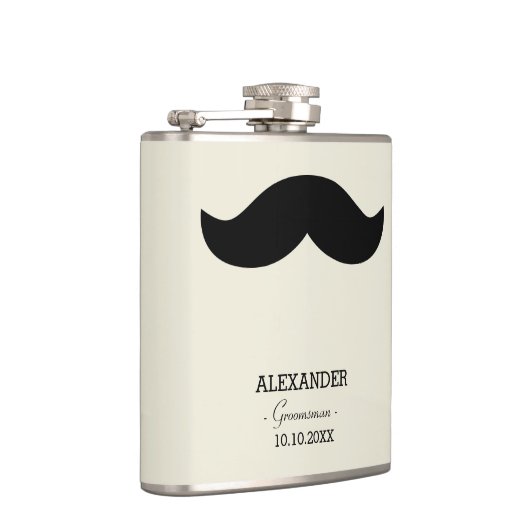 髭の花婿の付添人のギフトの名前をカスタムする フラスク (右)