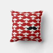 髭の赤いレトロのファンキーなパターン クッション (裏面)