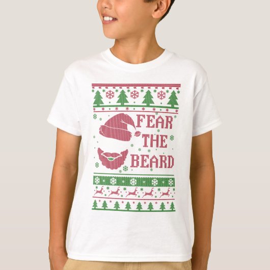 髭の醜いクリスマスを恐れる Tシャツ (正面)