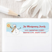 髭の雪だるまのクリスマスの休日の宛名ラベル ラベル (インサイチュ)