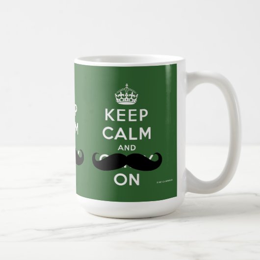 髭のKeep Calm and Carry On |の緑 コーヒーマグカップ (右)