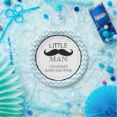 髭のLilの人のベビーシャワーの男の子のシェブロンの青 ペーパープレート (パーティー)