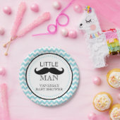 髭のLilの人のベビーシャワーの男の子のシェブロンの青 ペーパープレート (パーティー)