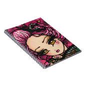 髭のSteampunkのハートのバレンタインの女の子のファンタジー ノートブック (右側)