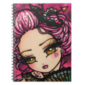 髭のSteampunkのハートのバレンタインの女の子のファンタジー ノートブック (正面)