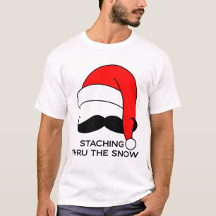 髭のTシャツ-雪を通したStaching Tシャツ