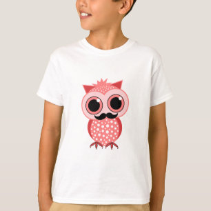 髭を搭載するおもしろいなフクロウ Tシャツ