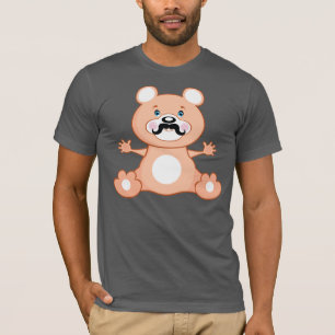 髭を搭載するかわいいくま Tシャツ