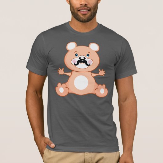 髭を搭載するかわいいくま Tシャツ (正面)
