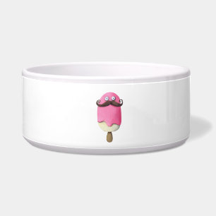 髭を搭載するピンクのアイスクリーム ボウル