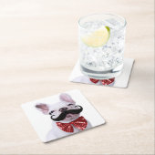 髭を搭載するフレンチブルドッグの子犬 スクエアペーパーコースター (インサイチュ)