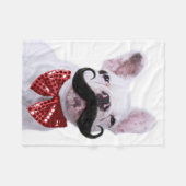 髭を搭載するフレンチブルドッグの子犬 フリースブランケット (正面(横))