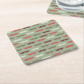 髭を搭載するヴィンテージパターン スクエアペーパーコースター (アングル)