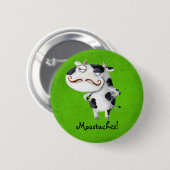 髭を搭載する牛 缶バッジ (正面&裏面)