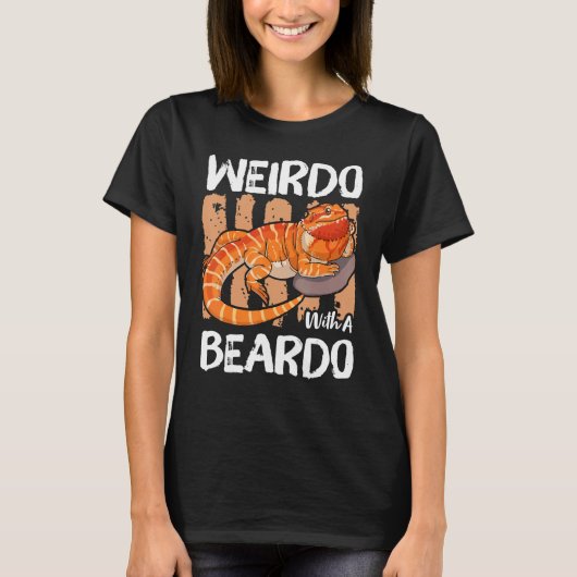 髭を生やしたドラゴンの恋人とおもしろいWeirdo_2 Tシャツ (正面)