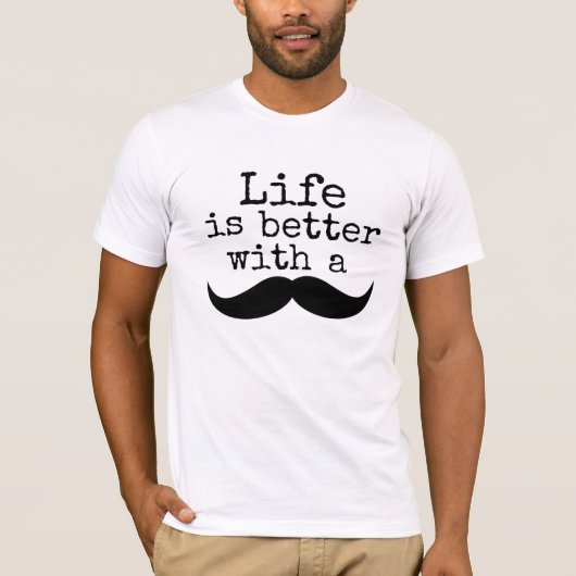 髭を生やせば命が伸びる Tシャツ (正面)