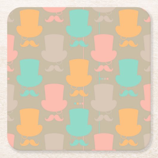 髭パターン2 スクエアペーパーコースター (正面)