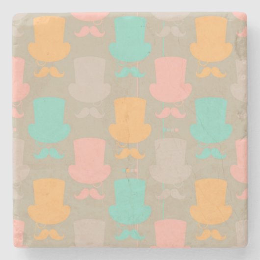 髭パターン2 ストーンコースター (正面)