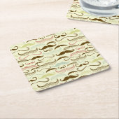 髭パターン、レトロのスタイル4 スクエアペーパーコースター (アングル)