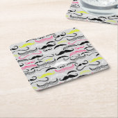 髭パターン、レトロのスタイル スクエアペーパーコースター (アングル)