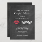 髭及び唇のカップルのシャワーの招待状 招待状 (正面/裏面)