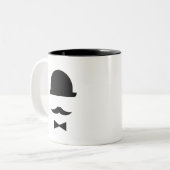 髭及び山高帽のピクトグラムのマグ ツートーンマグカップ (正面左)