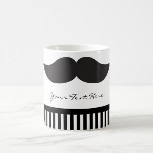 髭黒い及び白のストライプのモダンなコーヒー・マグ コーヒーマグカップ
