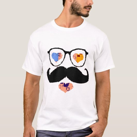 髭2を搭載するおもしろいな顔 Tシャツ (正面)