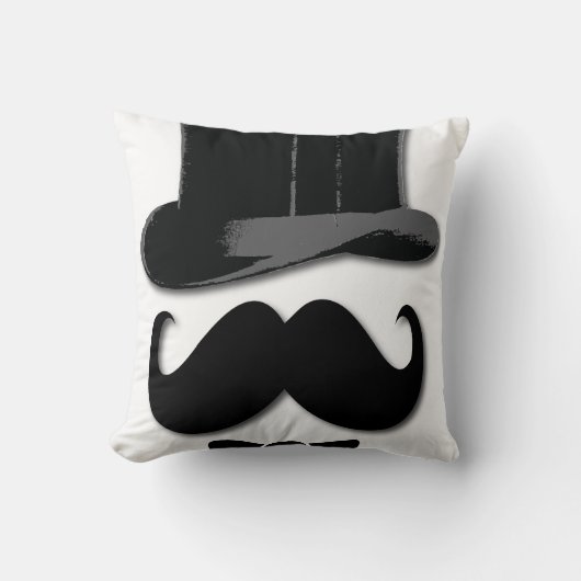 髭、シルクハットおよび弓-枕を結んで下さい クッション (正面)