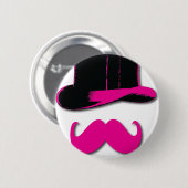 髭、シルクハット、ちょうネクタイおよび真珠 缶バッジ (正面&裏面)