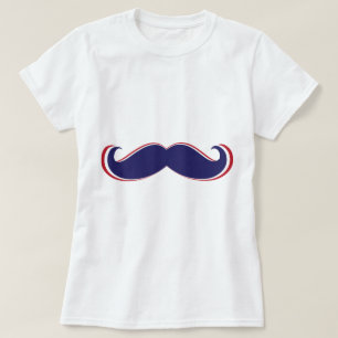 髭-赤、白および青 Tシャツ