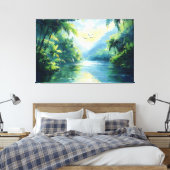鬱蒼としたジャングルを流れる穏やかな川 キャンバスプリント (インサイチュ (寝室))