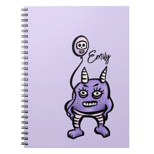 鬼おもしろい紫かわいいチムシゴスネーム ノートブック (正面)