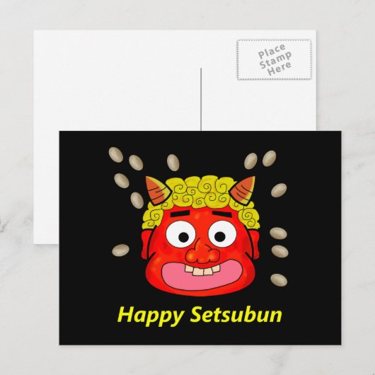 鬼に豆をまく ポストカード (正面/裏面)