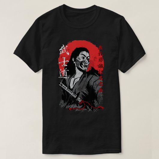鬼の仮面の武士の武士道法 Tシャツ (デザイン正面)