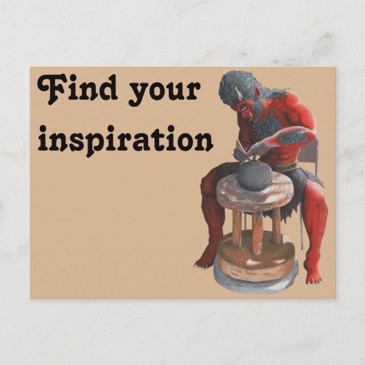 鬼の紡ぎ陶車ファンタジー絵葉書 ポストカード (正面)