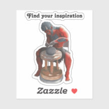 鬼の陶芸工芸陶芸ファンタジーステッカー