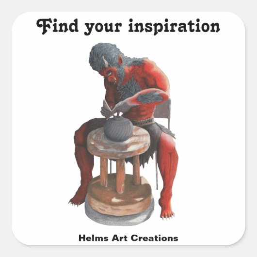 鬼の陶芸職人が陶芸ファンタジーシール スクエアシール (正面)