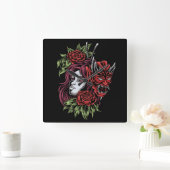 鬼の面を持つ少女 スクエア壁時計 (ホーム)