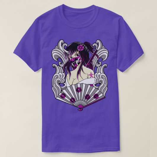鬼の面を持つ日本の九之市 Tシャツ (デザイン正面)