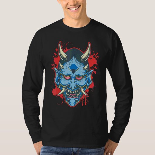 鬼の面 鬼のお面 日本の伝説の悪霊 Tシャツ (正面)